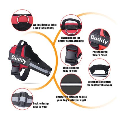 Dog Harness NO PULL Reflective Breathable Adjustable Pet Harness Vest with ID Custom Patch O