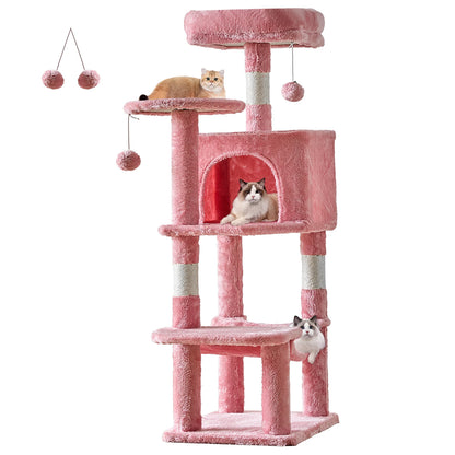 JHK 44In Cat Tree Tall Multi-Cat Climbing Tower for Pet Furniture Natural Sisal Scratching Posts