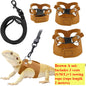 Bearded Dragon Harness and Leash Set, 3 Size Adjustable Soft Leather Reptile Leash, Lizard Harness with Retractable