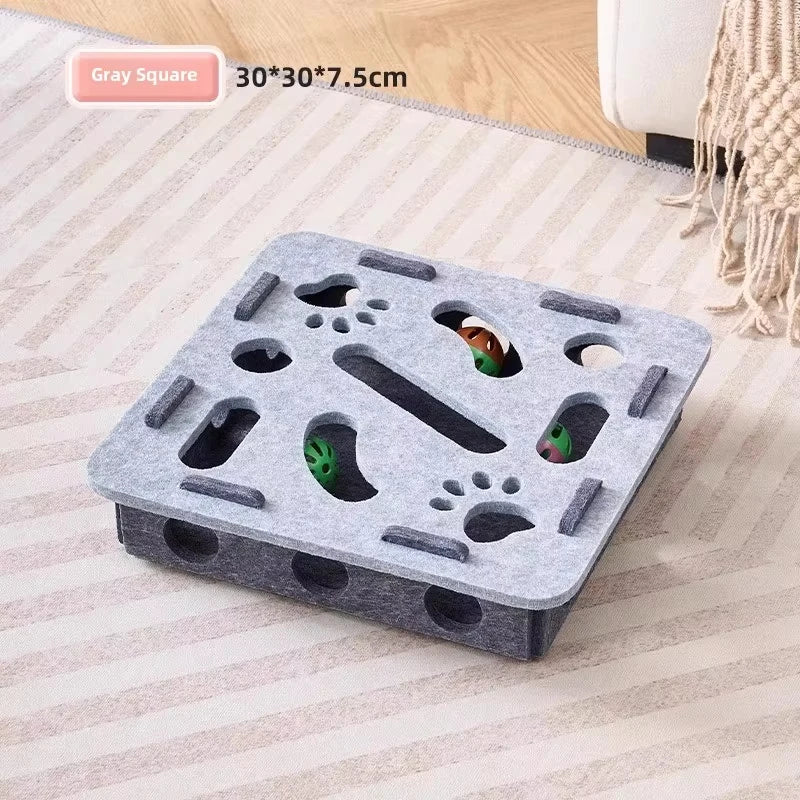 Cat  Toy Felt Puzzle Box Cat Exercise Toy With Ball Indoor Sports  Hunting Cat Toys