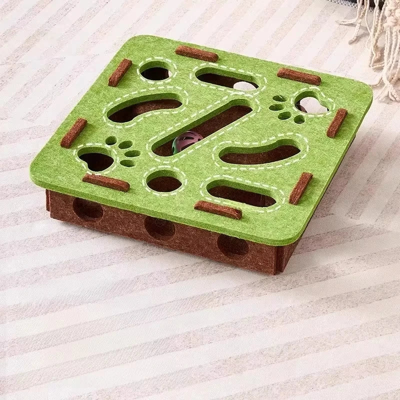 Cat  Toy Felt Puzzle Box Cat Exercise Toy With Ball Indoor Sports  Hunting Cat Toys