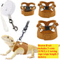 Bearded Dragon Harness and Leash Set, 3 Size Adjustable Soft Leather Reptile Leash, Lizard Harness with Retractable