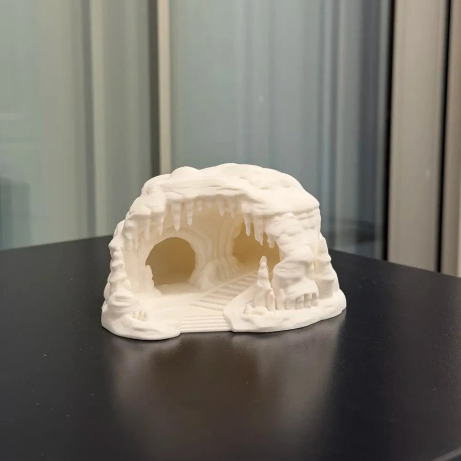 Ice Cave Reptile Hideout Terrarium Decor Gecko Lizard Snake Shelter with Ladder 3D Printed Habitat Ornament for Amphibians