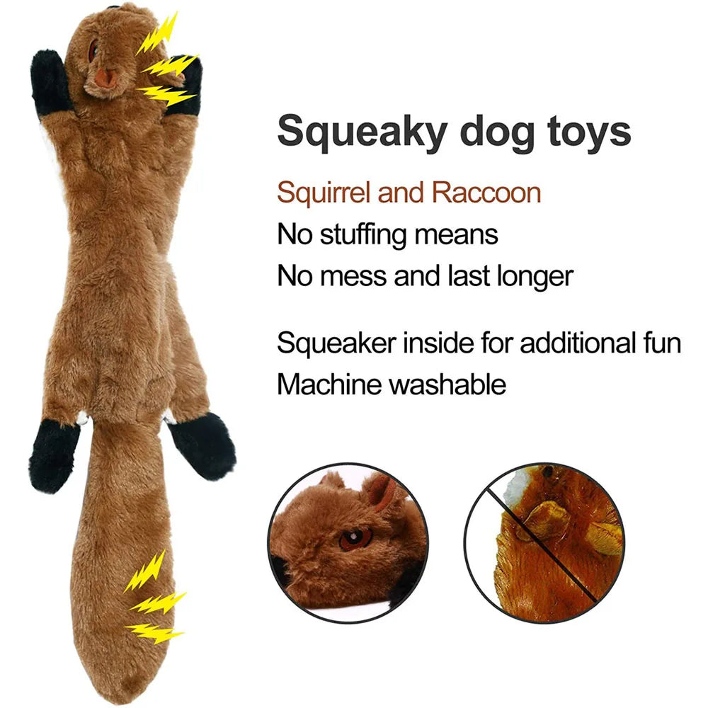Funny Simulated Animal No Stuffing Dog Toy with Squeakers Durable Stuffingless Plush Squeaky Dog Chew