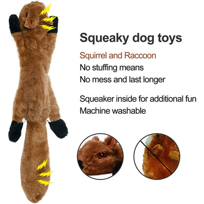 Funny Simulated Animal No Stuffing Dog Toy with Squeakers Durable Stuffingless Plush Squeaky Dog Chew