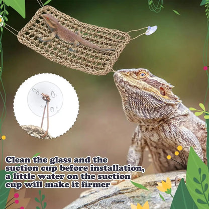 Bearded Dragon Hammock Reptile Lounger for Chameleon Lizards Gecko Snakes Lguana Reptiles Geckos Grass Cushion Pet Bed Swing