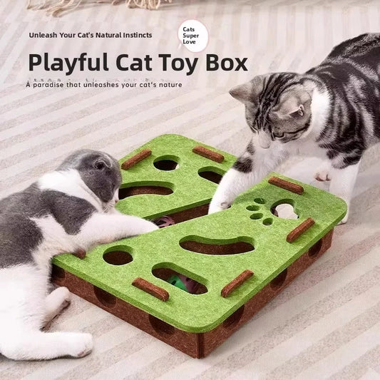 Cat  Toy Felt Puzzle Box Cat Exercise Toy With Ball Indoor Sports  Hunting Cat Toys