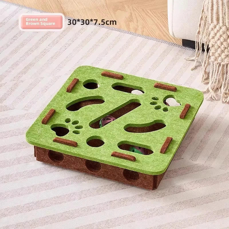 Cat  Toy Felt Puzzle Box Cat Exercise Toy With Ball Indoor Sports  Hunting Cat Toys