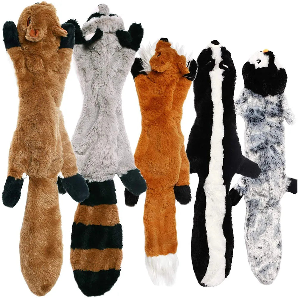 Funny Simulated Animal No Stuffing Dog Toy with Squeakers Durable Stuffingless Plush Squeaky Dog Chew