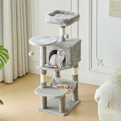 JHK 44In Cat Tree Tall Multi-Cat Climbing Tower for Pet Furniture Natural Sisal Scratching Posts