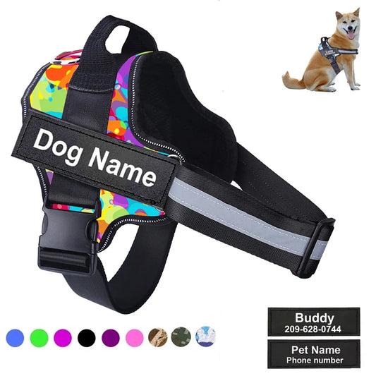 Dog Harness NO PULL Reflective Breathable Adjustable Pet Harness Vest with ID Custom Patch O