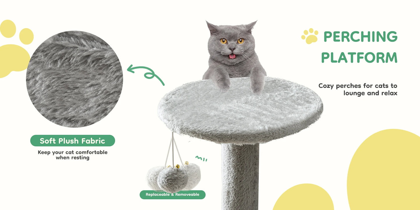 JHK 44In Cat Tree Tall Multi-Cat Climbing Tower for Pet Furniture Natural Sisal Scratching Posts