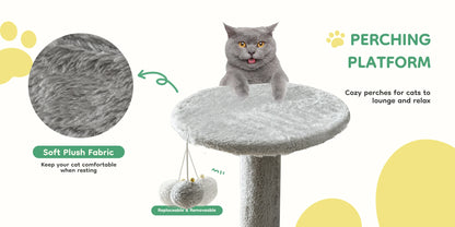 JHK 44In Cat Tree Tall Multi-Cat Climbing Tower for Pet Furniture Natural Sisal Scratching Posts