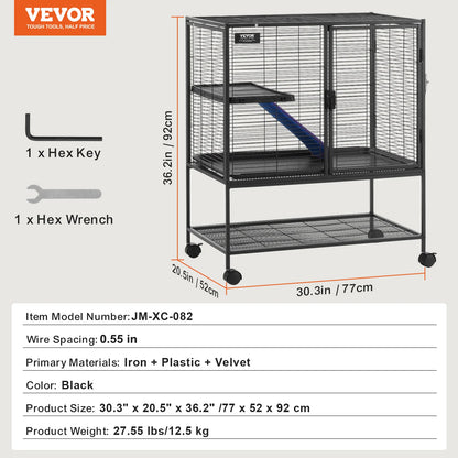 SucceBuy 64.6"Rolling Metal Ferret Cage Large4-Tier Critter Nation Cage Small Animal Cage for Pet Rat Hamster Guinea Chinchilla