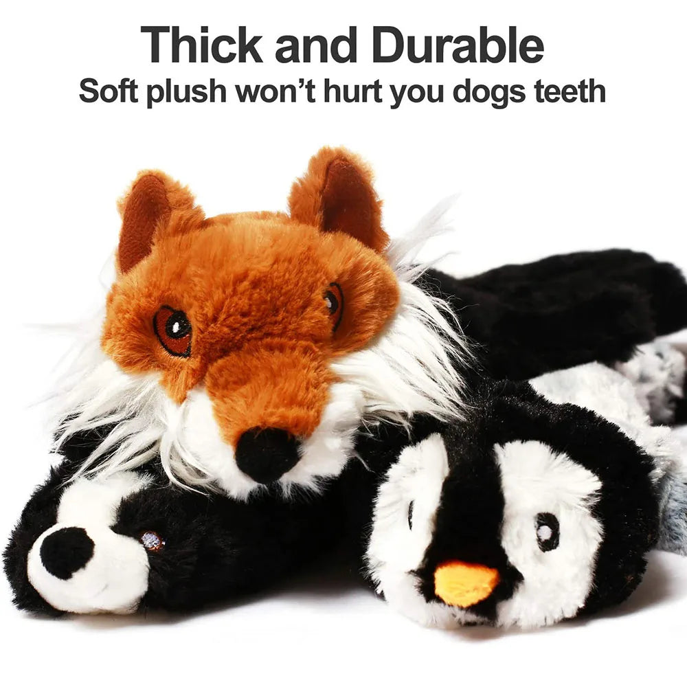 Funny Simulated Animal No Stuffing Dog Toy with Squeakers Durable Stuffingless Plush Squeaky Dog Chew