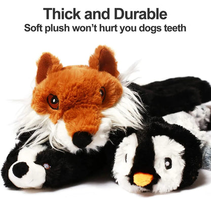 Funny Simulated Animal No Stuffing Dog Toy with Squeakers Durable Stuffingless Plush Squeaky Dog Chew