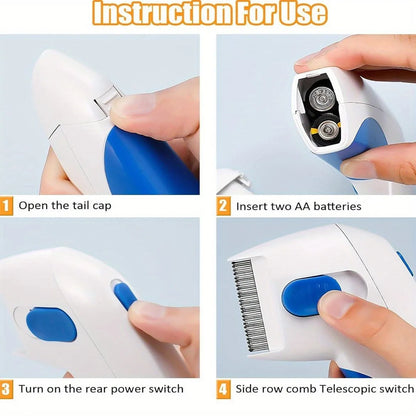 1pcs Cat & Dog lectitc Hlea Comb, hemoves oose Hai fleas,And Eggs:.lectronicice Remover, suitable For Cats, Dogs,And abits. Efec