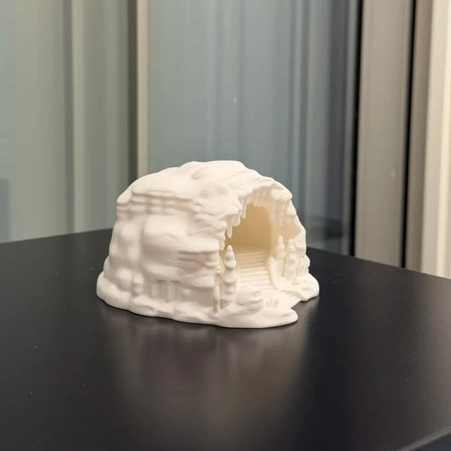 Ice Cave Reptile Hideout Terrarium Decor Gecko Lizard Snake Shelter with Ladder 3D Printed Habitat Ornament for Amphibians