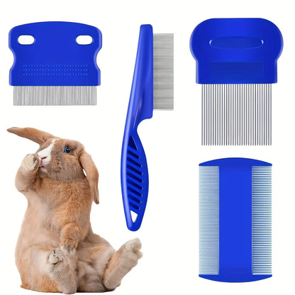 Stainless Steel 4 Pack Flea & Lice Combs with Round Teeth