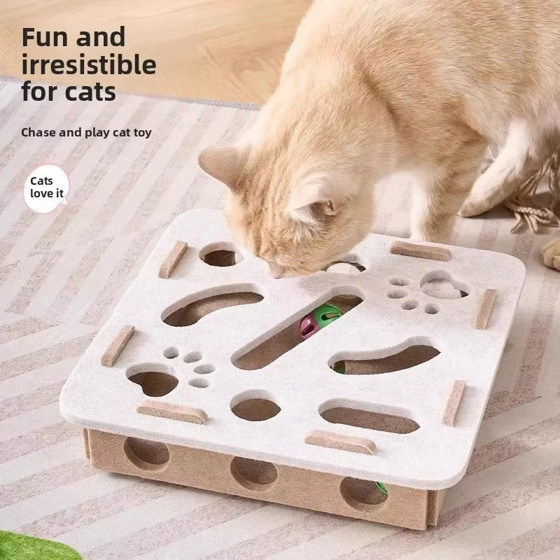Cat  Toy Felt Puzzle Box Cat Exercise Toy With Ball Indoor Sports  Hunting Cat Toys