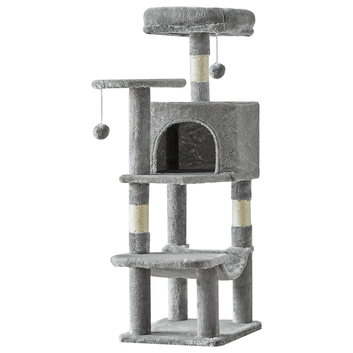 JHK 44In Cat Tree Tall Multi-Cat Climbing Tower for Pet Furniture Natural Sisal Scratching Posts